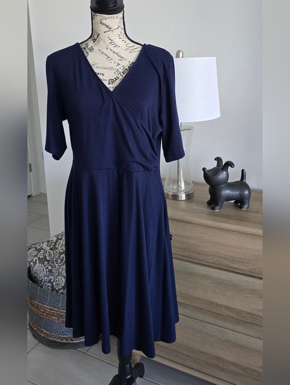 Classic Navy Midi Wrap Dress